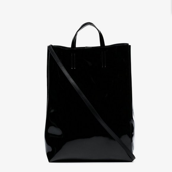 NEW Acne Studios black Baker large patent leather tote w/ strap - Picture 9 of 9